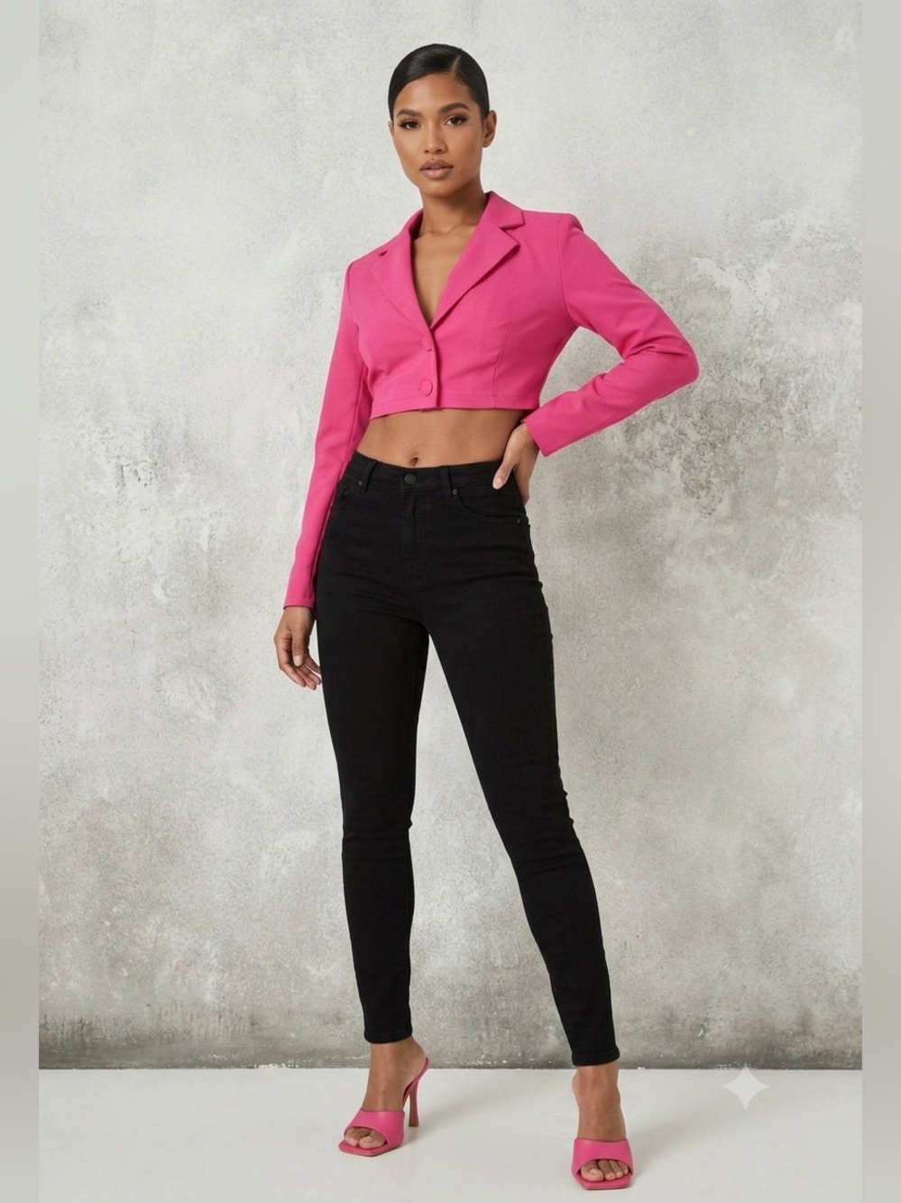 Miss Selfridge Cropped  Open BackFuchsia Blazer Jacket